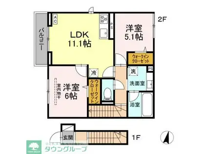 KOMFORTA(2LDK/2階)の間取り写真
