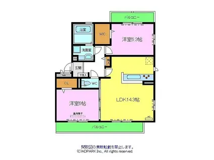 フォレスタ(2LDK/3階)の間取り写真