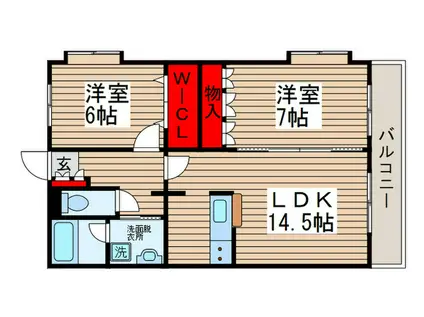 マナブライトンフロント(2LDK/3階)の間取り写真