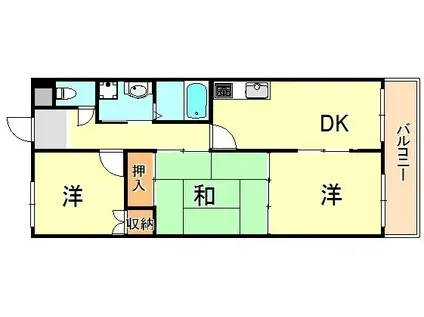 ファミール藤塚IIA棟(2DK/2階)の間取り写真