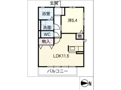 WHITEHAPPINESSB棟(1LDK/1階)の間取り写真