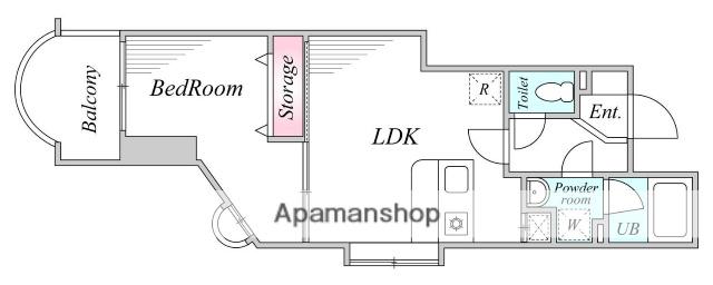 オリンピア西新(1LDK/2階)の間取り写真