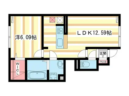 ウインドウII(1LDK/1階)の間取り写真