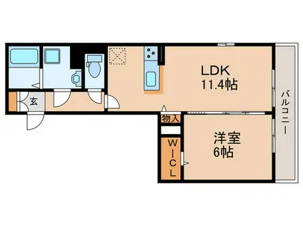GRAMM御陵A(1LDK/2階)の間取り写真