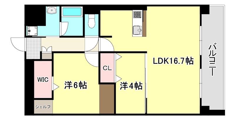 エクセルハイム東灘(2LDK/5階)の間取り写真