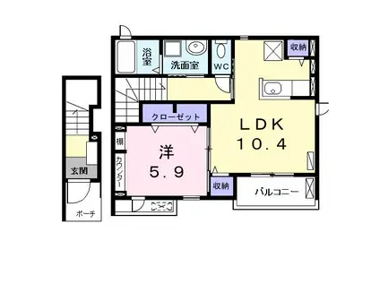 メゾンクレアールE棟(1LDK/2階)の間取り写真