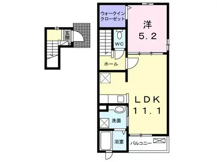 サンハイツ・原(1LDK/2階)の間取り写真
