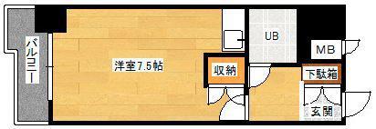 朝日プラザ博多(1K/7階)の間取り写真