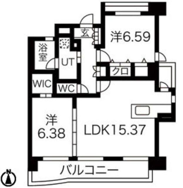 パラシオン西新(2LDK/8階)の間取り写真
