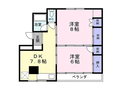 梅田ハイツ(2DK/4階)の間取り写真