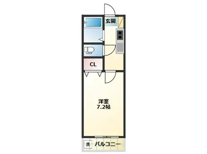 コーポ白糸台第2(1K/2階)の間取り写真