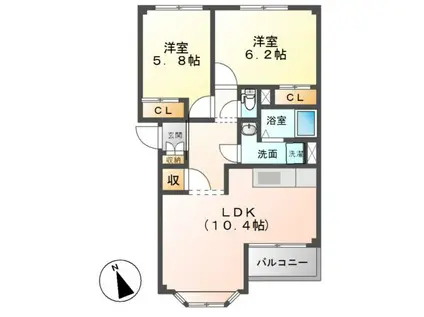 エルシャトー(2LDK/2階)の間取り写真