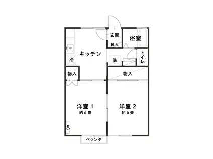 都南ホームII(2DK/1階)の間取り写真