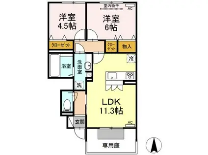 イノセント・シャイン(2LDK/1階)の間取り写真