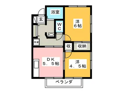 フルハウス(2DK/2階)の間取り写真