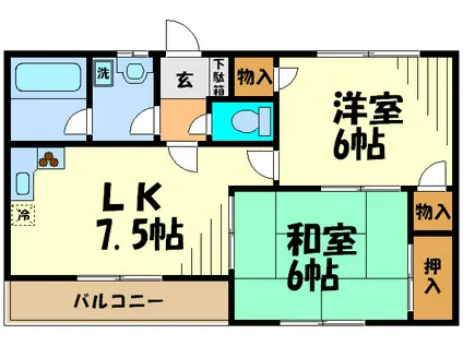 ラ・ソレイユ(2DK/2階)の間取り写真