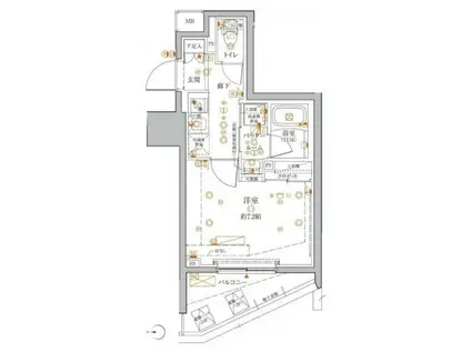 クレイシアIDZ王子マークプレイス(1K/2階)の間取り写真