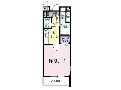 グランジュテ(1K/1階)の間取り写真