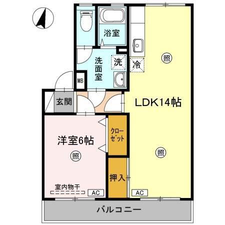 レコルト福田I(2DK/3階)の間取り写真