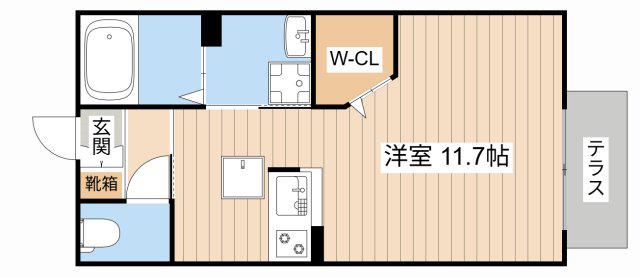 サーティーン11(ワンルーム/1階)の間取り写真
