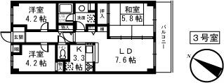 ライオンズマンションつきみ野の森第2(3LDK/2階)の間取り写真