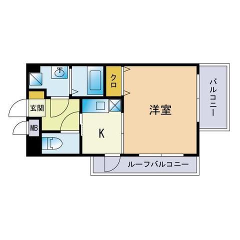 テラッツァ大濠(1DK/4階)の間取り写真
