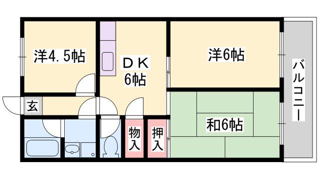 東今宿中村コーポII(3DK/5階)の間取り写真