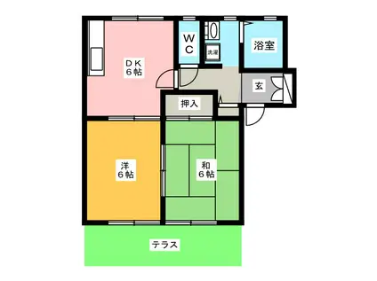 ドエルクレイン(2DK/1階)の間取り写真