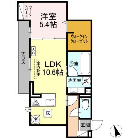 フレジェ(1LDK/1階)の間取り写真
