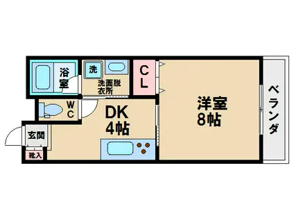 CASA VIOLA(1DK/4階)の間取り写真