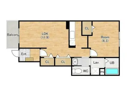 ジーライズ明石大久保(1LDK/1階)の間取り写真