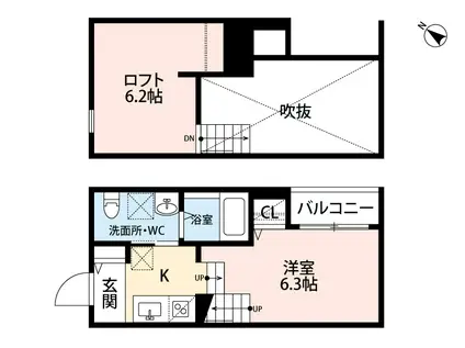 プランドール博多駅東(ワンルーム/2階)の間取り写真