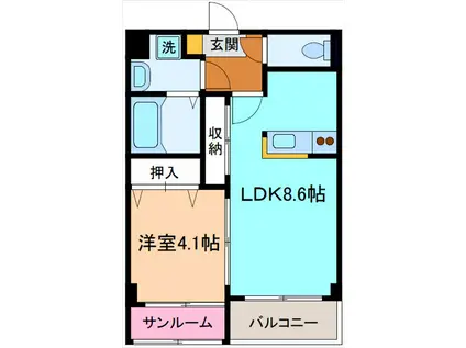 エタンセル(1LDK/1階)の間取り写真