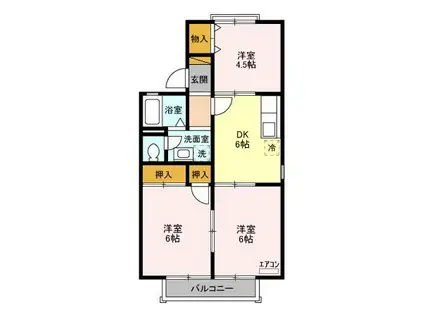 エクレール五井西D(3DK/2階)の間取り写真