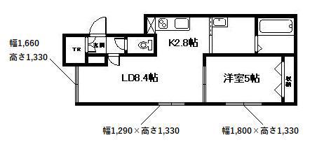 LANA C棟(1LDK/2階)の間取り写真