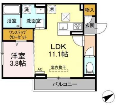 グランツ(1LDK/1階)の間取り写真
