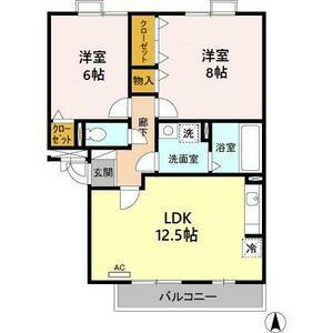 アミスター B棟(2LDK/3階)の間取り写真