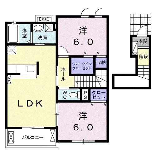 オーリヂン(2LDK/2階)の間取り写真