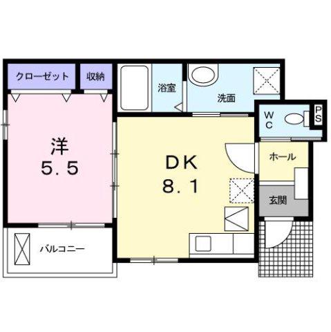 サニーコート城山(1DK/1階)の間取り写真