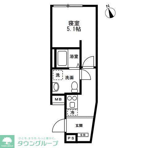 SOLASIA RESIDENCE 千歳船橋II(1K/2階)の間取り写真