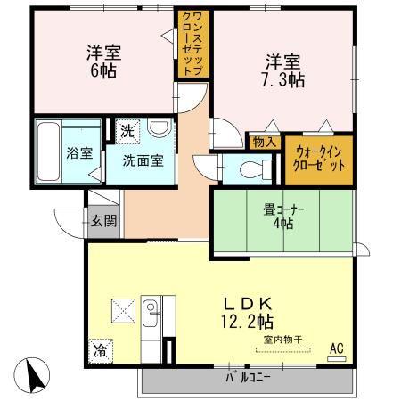 フェアリーA(2LDK/1階)の間取り写真