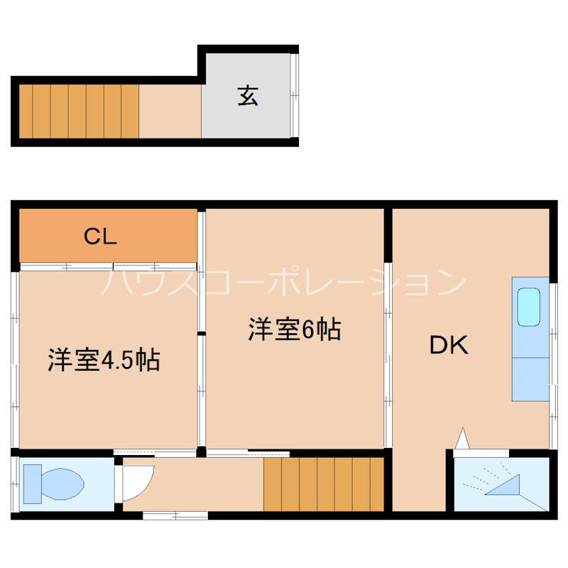 関野文化(2DK/2階)の間取り写真