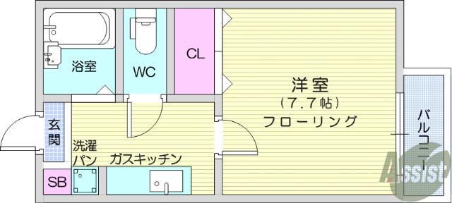 グランドール虹(1K/1階)の間取り写真