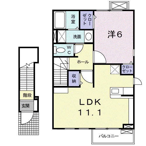 グランツ ハイラント(1LDK/2階)の間取り写真