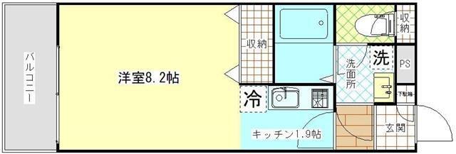 プリミエールアイ(1K/2階)の間取り写真