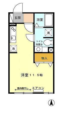 モーニンググローリーA(ワンルーム/2階)の間取り写真