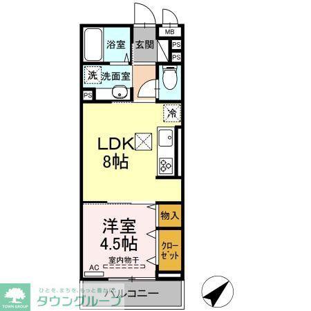 プランドールN I(1LDK/1階)の間取り写真
