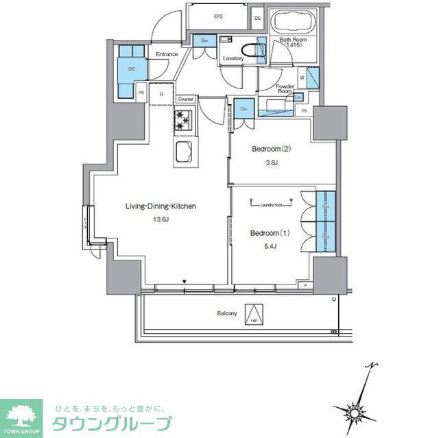 ルフォンプログレ渋谷ヒルトップ(2LDK/16階)の間取り写真