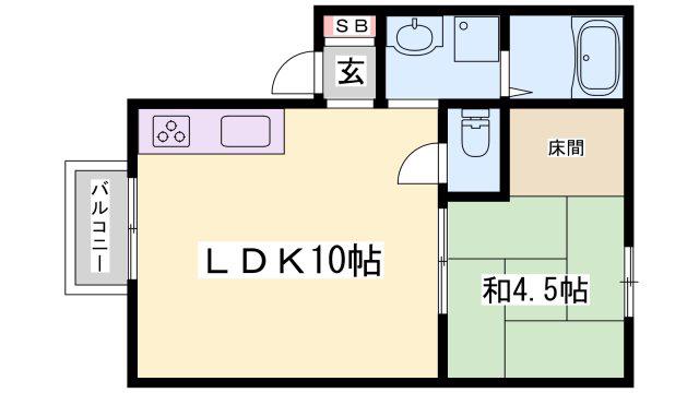 ハイツ47(1LDK/1階)の間取り写真