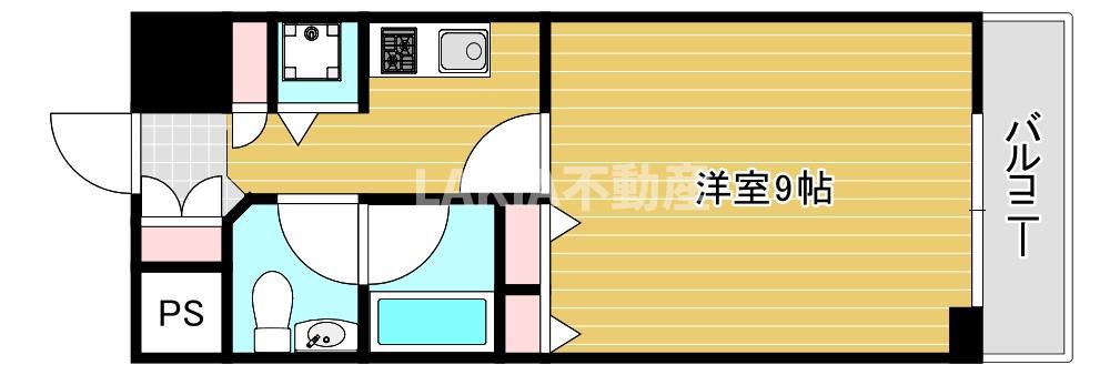 カスタリア堺筋本町(1K/2階)の間取り写真